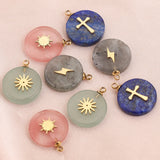 4pcs Natural Stone Charms Gold Cross Pendants DIY Jewelry Making