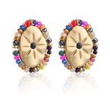 4pcs Multicolor Crystal Sun Oval Stainless Steel Charms Pendants