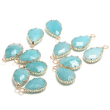 4pcs Natural Amazonites Pendant Water Drop Shaped Gold-plated Stones Pendants
