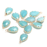 4pcs Natural Amazonites Pendant Water Drop Shaped Gold-plated Stones Pendants