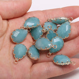 4pcs Natural Amazonites Pendant Water Drop Shaped Gold-plated Stones Pendants
