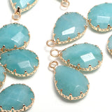 4pcs Natural Amazonites Pendant Water Drop Shaped Gold-plated Stones Pendants