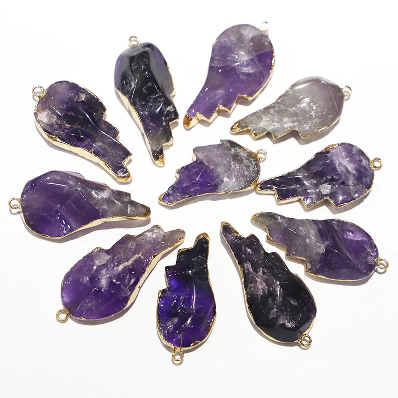 4pcs Amethyst Stone Leaf Necklaces - Charms Making Jewelry