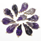 4pcs Amethyst Stone Leaf Necklaces - Charms Making Jewelry