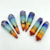 4pcs Natural Gem Stone Quartz Crystal Amethyst Lapis Tiger Eye 7 Chakra Pendant
