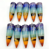 4pcs Natural Gem Stone Quartz Crystal Amethyst Lapis Tiger Eye 7 Chakra Pendant