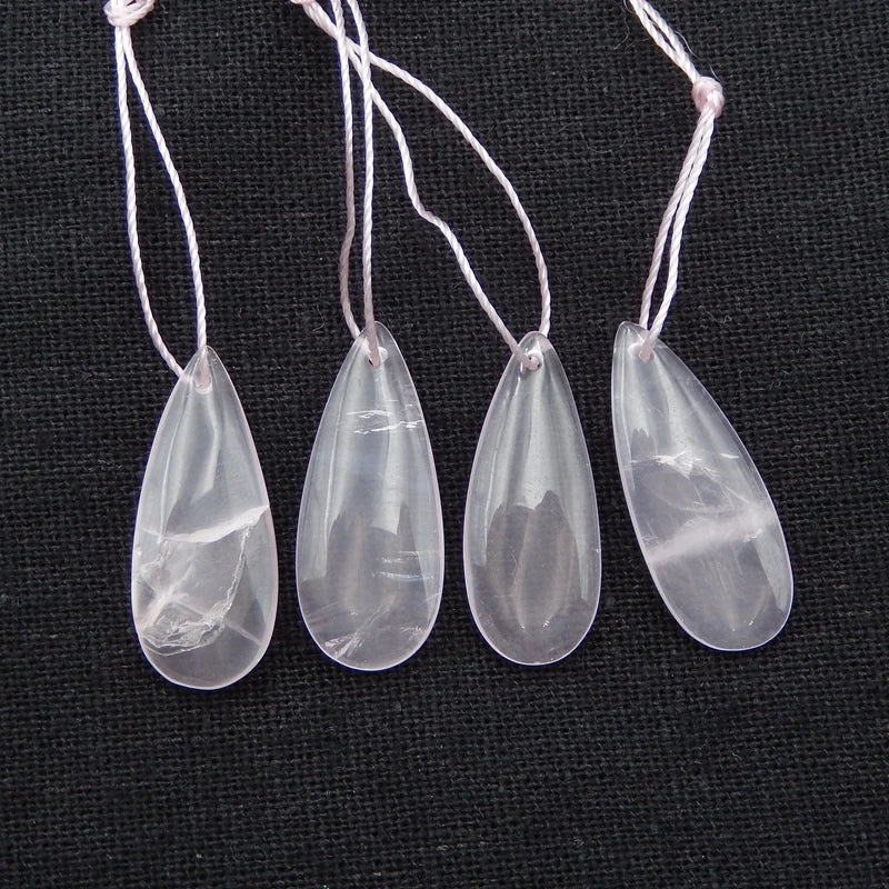 4pcs Rose Quartz Gemstone Beads for DIY Jewelry Making