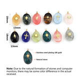 4pcs Natural Stone Water Drop Stainless Steel Charms Pendants