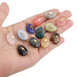 4pcs Natural Stone Water Drop Stainless Steel Charms Pendants