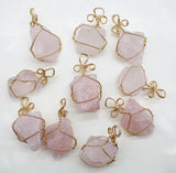 4pcs Natural Stone Quartz Crystal Pendant Gold Wire Wrapped for DIY Necklace