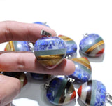 Natural Stone Chakra Pendant Amethysts Lapis lazuli Choker