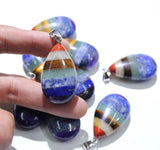 Natural Stone Chakra Pendant Amethysts Lapis lazuli Choker