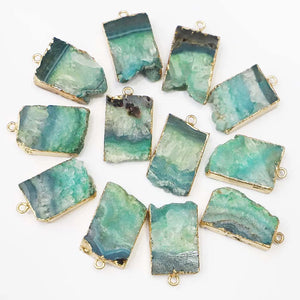 4pcs Green Crystal Tooth Cluster Rough Pendants for Jewelry Necklaces