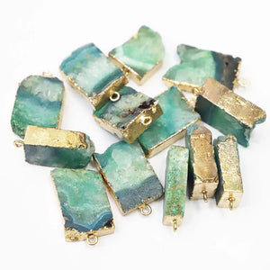 4pcs Green Crystal Tooth Cluster Rough Pendants for Jewelry Necklaces