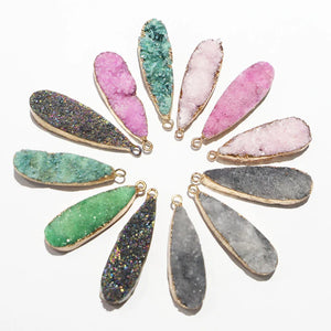 Natural Water Drop Druzy Stone Necklaces for Women Pendants