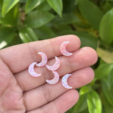 4pcs Light Pink Opal Half Moon Pendant 8*11mm for DIY Jewelry