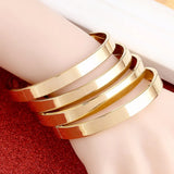 4pcs High Polished Plain Bangles for Women Wedding Party Dubai Jewelry