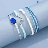 4pcs Rope Woven Bracelet Gemstone Beads Woman Jewelry Gift