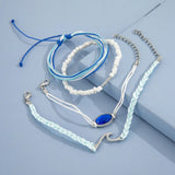 4pcs Rope Woven Bracelet Gemstone Beads Woman Jewelry Gift