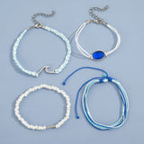 4pcs Rope Woven Bracelet Gemstone Beads Woman Jewelry Gift