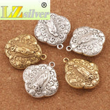 4pcs Our Lady of Guadalupe Metal Charm Beads Pendants Tibetan Silver