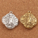 4pcs Our Lady of Guadalupe Metal Charm Beads Pendants Tibetan Silver