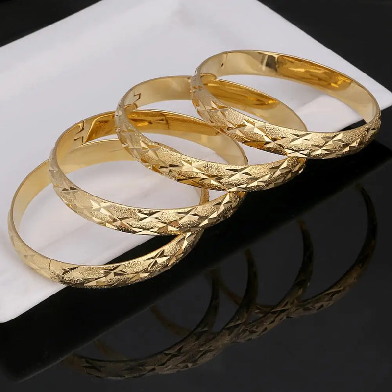 4pcs Dubai Bangles Men Women Bracelets African Ethiopia Bride Jewelry Gift