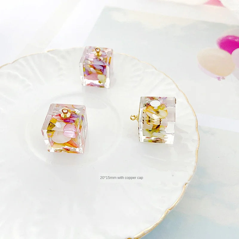 4pcs DIY Earrings Shell Acrylic Cube Accessories