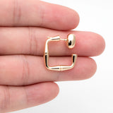 4pcs Oval Bead Ear Post with Square Ear Back, 18K Plated Earring Studs