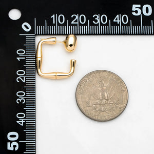 4pcs Oval Bead Ear Post with Square Ear Back, 18K Plated Earring Studs