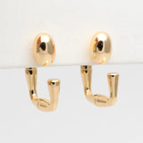 4pcs Oval Bead Ear Post with Square Ear Back, 18K Plated Earring Studs