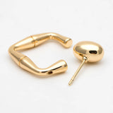4pcs Oval Bead Ear Post with Square Ear Back, 18K Plated Earring Studs
