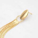 4pcs Oval Disc Tassel Earring, 120mm, 18K Plated Brass Dangling Stud Earring