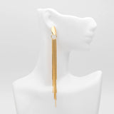 4pcs Oval Disc Tassel Earring, 120mm, 18K Plated Brass Dangling Stud Earring