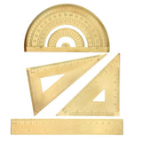 4pcs Protractor Triangle Set Solid Brass Tools Measuring