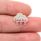Rain Cloud CZ Stud Earrings, Brass Ear Posts 13mm