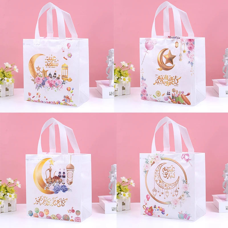4pcs Ramadan Nonwoven Gift Bag Eid Mubarak Cookie Candy Packaging