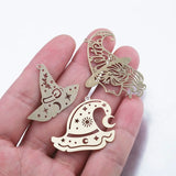 4pcs Raw Brass Witch Charms Witch Silhouette Pendants For DIY Earrings Necklace