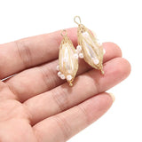 4pcs 11*34mm Wire Wrapped Pearls Charm Pendents for DIY Jewelry Making