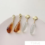 4pcs Resin Water Drop Pendant Earrings Material Coffee Transparent