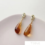 4pcs Resin Water Drop Pendant Earrings Material Coffee Transparent