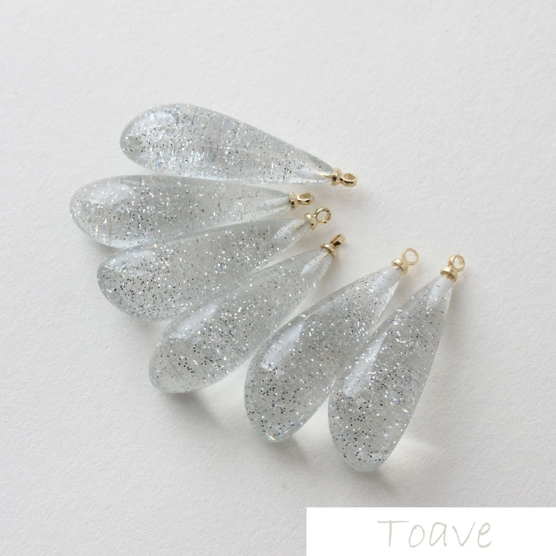 4pcs Resin Water Drop Pendant Earrings Material Coffee Transparent
