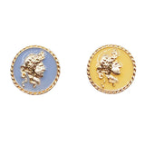 Retro Girl Earrings Round Portrait C-Type Pearl Earrings