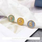 Retro Girl Earrings Round Portrait C-Type Pearl Earrings