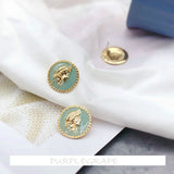 Retro Girl Earrings Round Portrait C-Type Pearl Earrings
