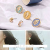 Retro Girl Earrings Round Portrait C-Type Pearl Earrings