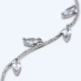 4pcs Rhodium Leaf Charm, CZ Paved Tassel Earring Parts
