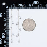 4pcs Rhodium Leaf Charm, CZ Paved Tassel Earring Parts