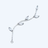 4pcs Rhodium Leaf Charm, CZ Paved Tassel Earring Parts