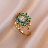 Green Stone Sunflower Jewelry Set for Women